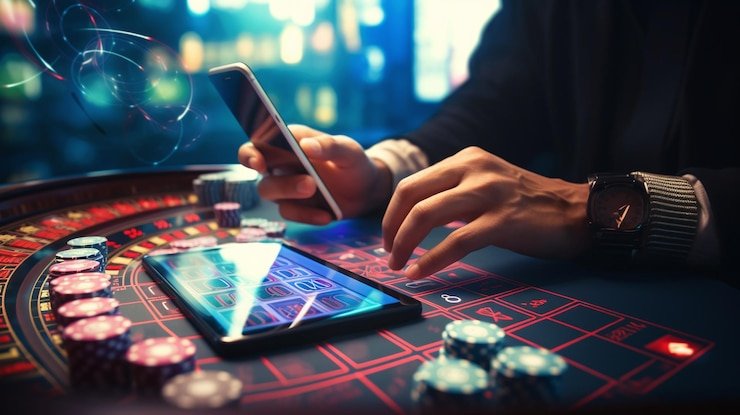 Pengguna memeriksa aplikasi di ponsel